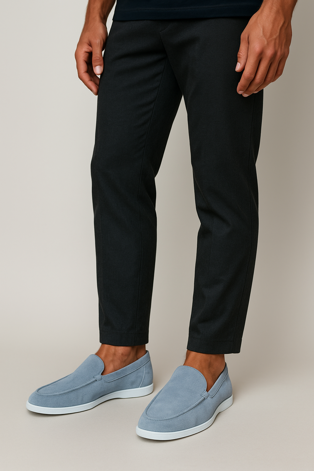 Suede Loafers with White Sole for Men