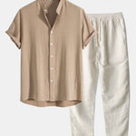 Short Sleeve Stand Collar Set for Men
