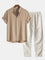 Short Sleeve Stand Collar Set for Men