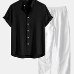 Short Sleeve Stand Collar Set for Men