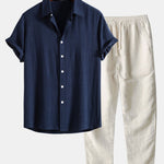 Short Sleeve Stand Collar Set for Men
