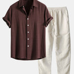 Short Sleeve Stand Collar Set for Men