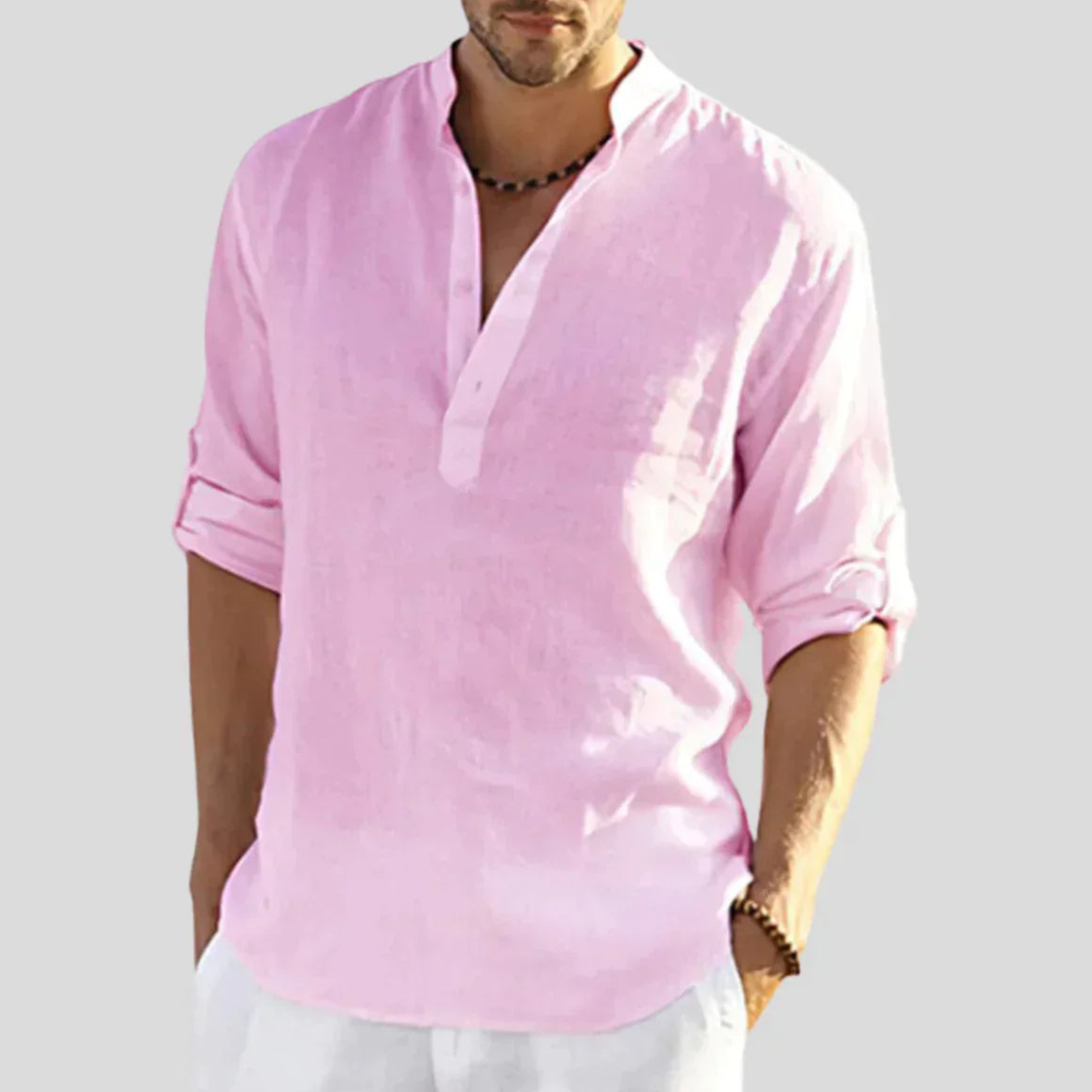 Linen Henley Shirt for Men