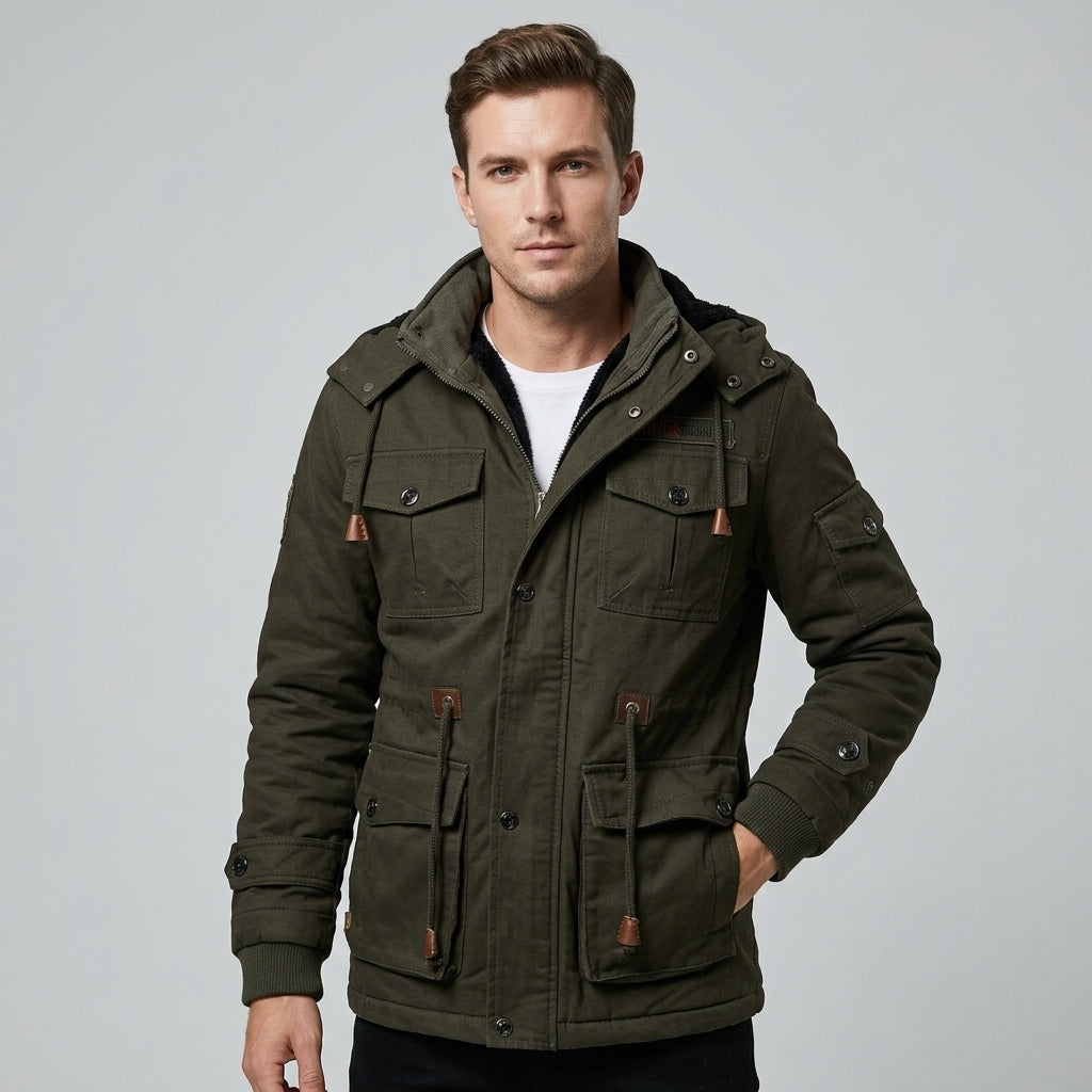 Hooded Cargo Jacket for Men