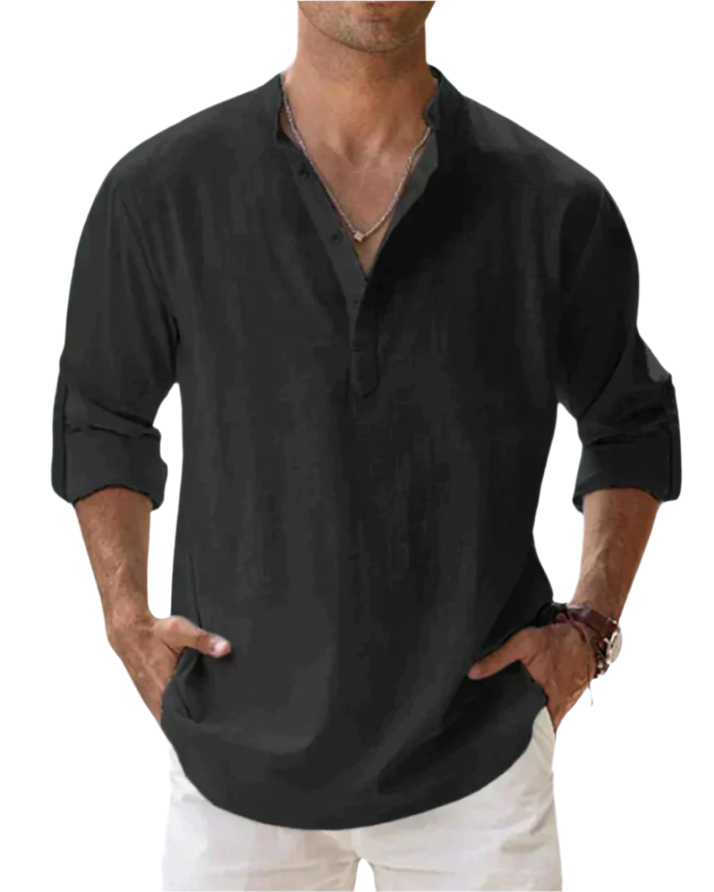 Long-Sleeved Collared Shirt for Men
