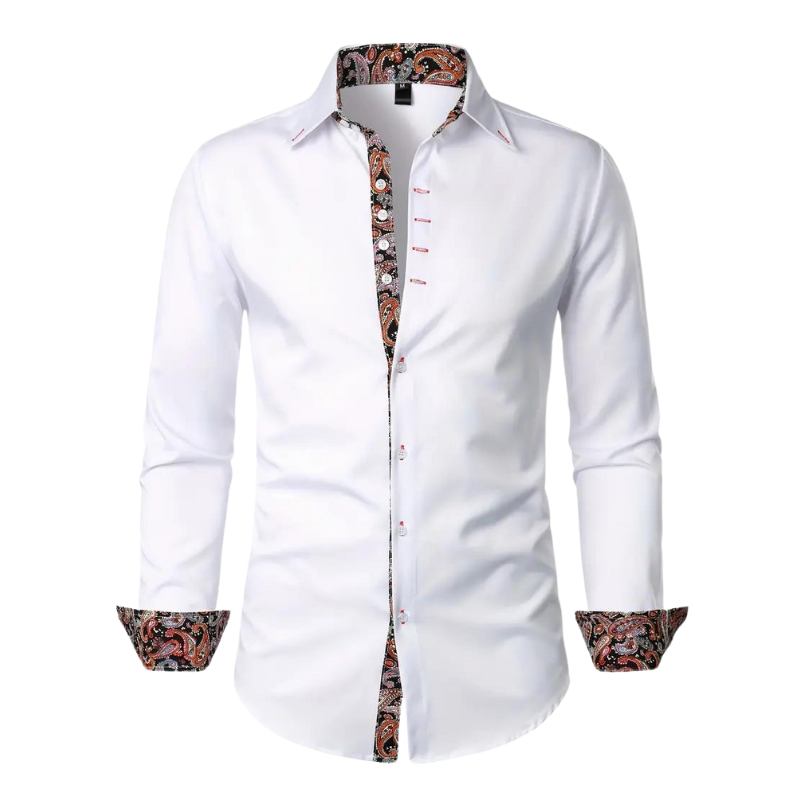 Slim Fit Paisley Button-Down Shirt for Men