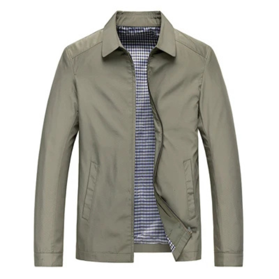 Collared Zip-Up Harrington Jacket for Men