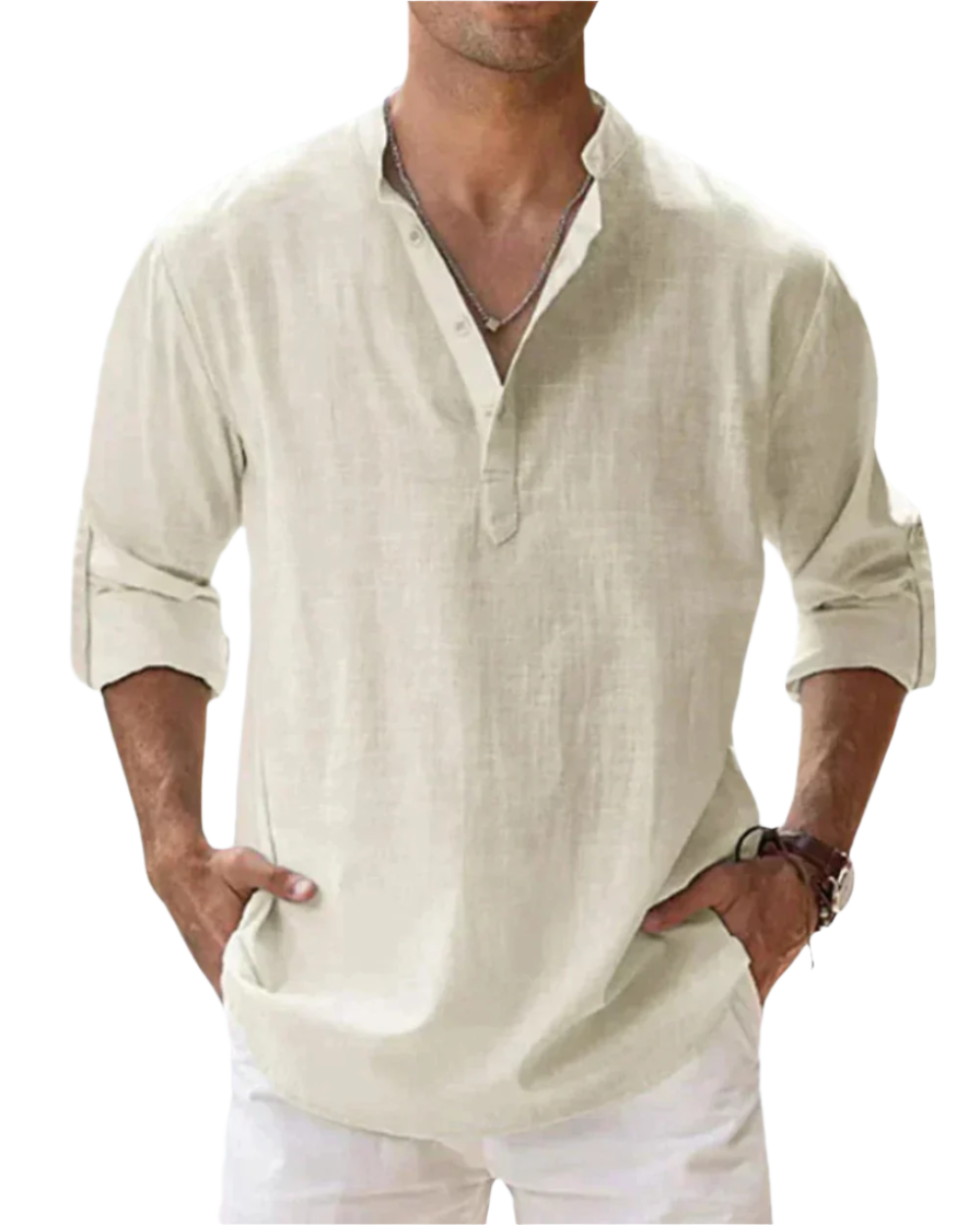 Long-Sleeved Collared Shirt for Men