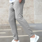 Straight Leg Stretch Cotton Trousers for Men