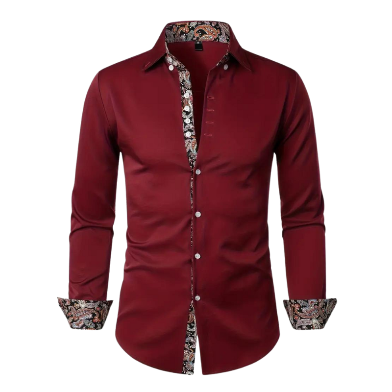 Slim Fit Paisley Button-Down Shirt for Men