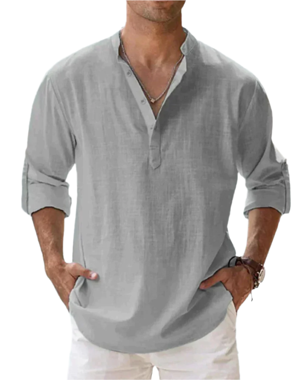 Long-Sleeved Collared Shirt for Men