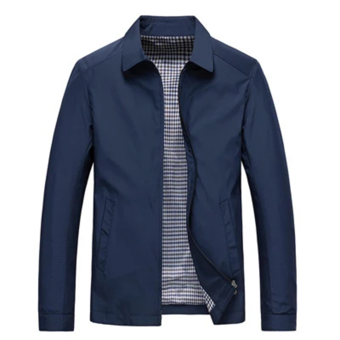 Collared Zip-Up Harrington Jacket for Men