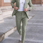 Linen Straight Leg Blazer Set for Men