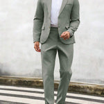Linen Straight Leg Blazer Set for Men