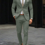 Linen Straight Leg Blazer Set for Men