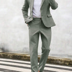 Linen Straight Leg Blazer Set for Men