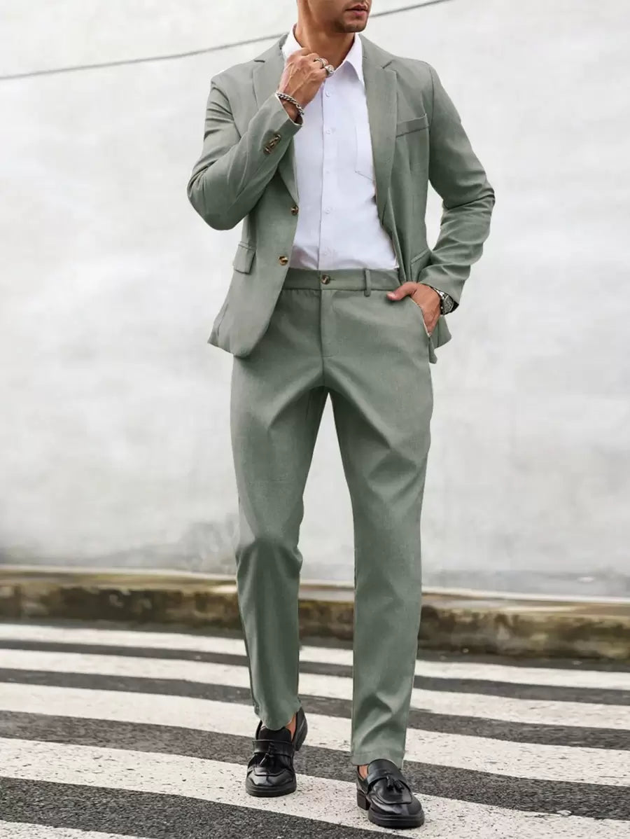 Linen Straight Leg Blazer Set for Men
