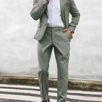 Linen Straight Leg Blazer Set for Men