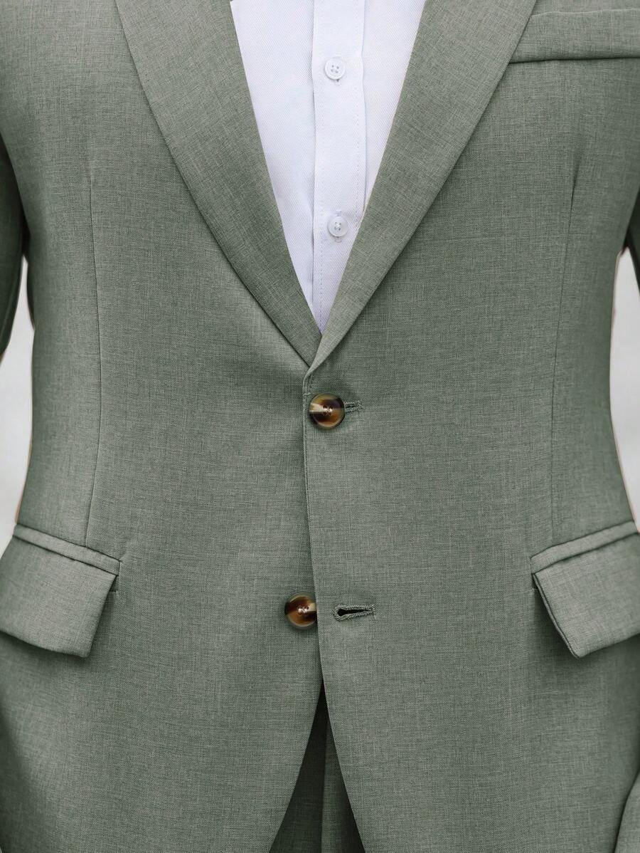 Linen Straight Leg Blazer Set for Men