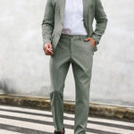 Linen Straight Leg Blazer Set for Men