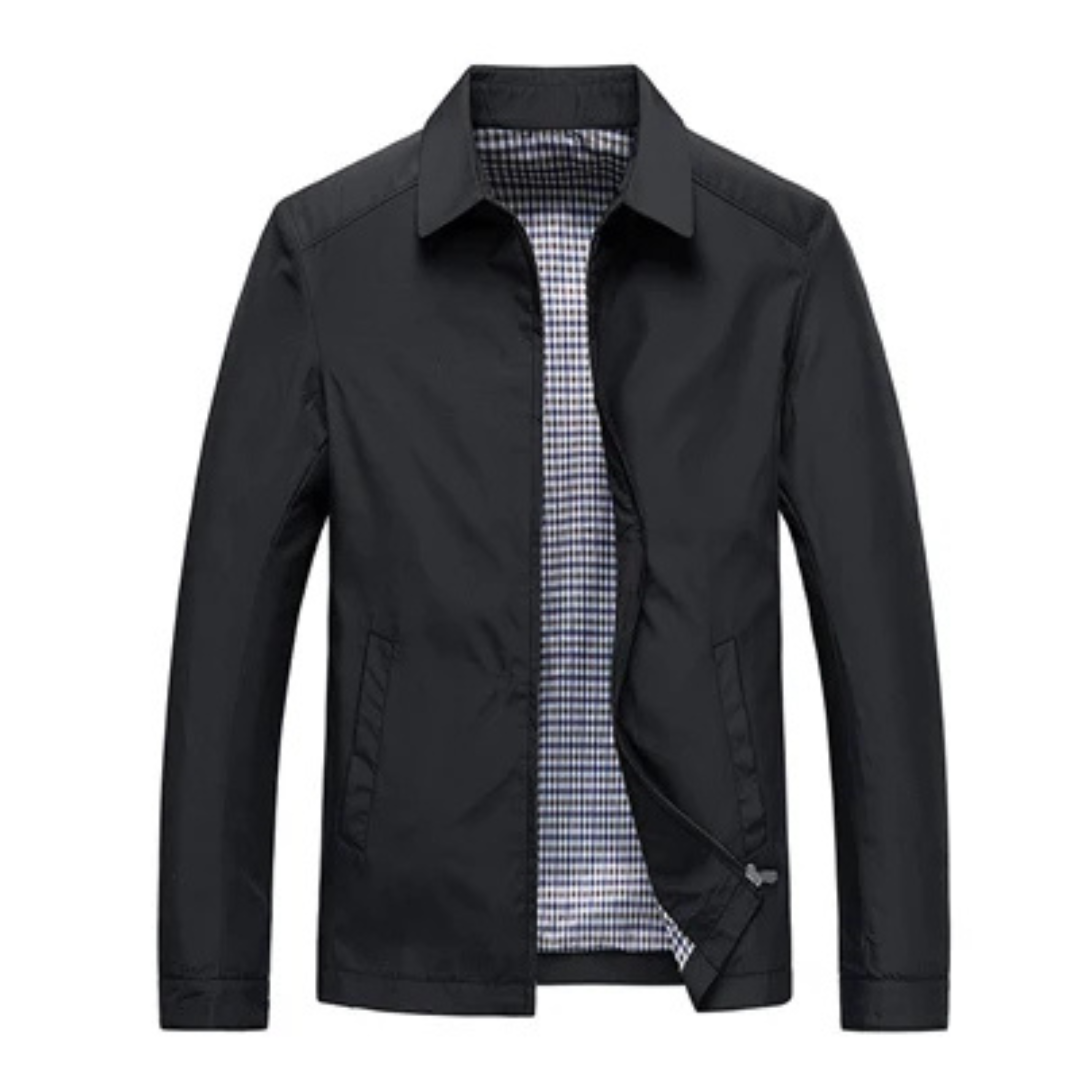 Collared Zip-Up Harrington Jacket for Men