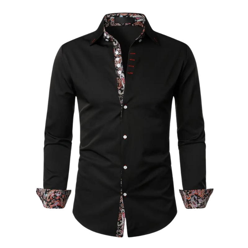 Slim Fit Paisley Button-Down Shirt for Men