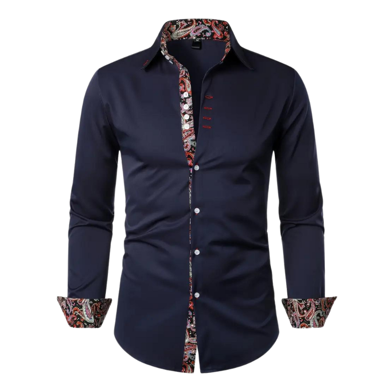 Slim Fit Paisley Button-Down Shirt for Men