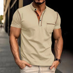 Short Sleeve Polo Shirt with Chest Pocket for Men