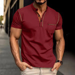 Short Sleeve Polo Shirt with Chest Pocket for Men