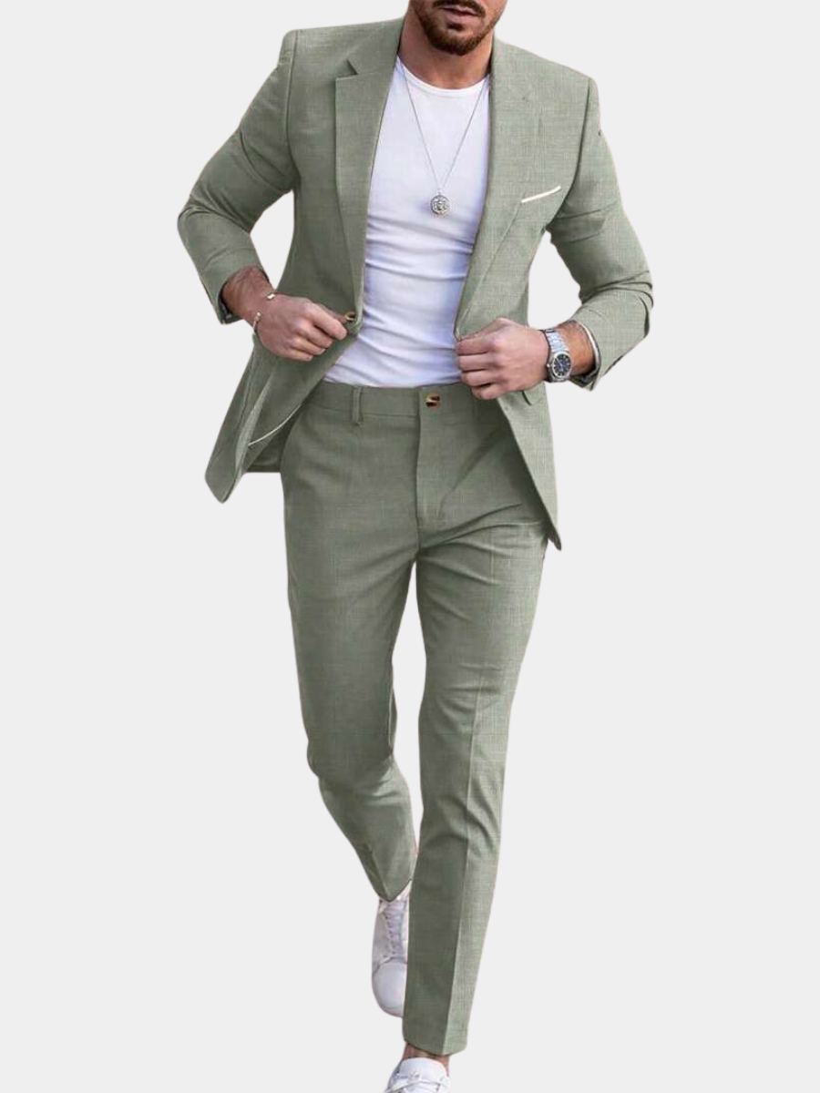 Linen Straight Leg Blazer Set for Men