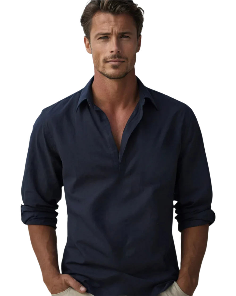 Long-Sleeved Collared Shirt for Men