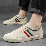 Lace-Up Striped Canvas Trainers for Men