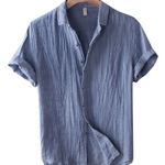 Linen Short Sleeve Button-Down Shirt for Men