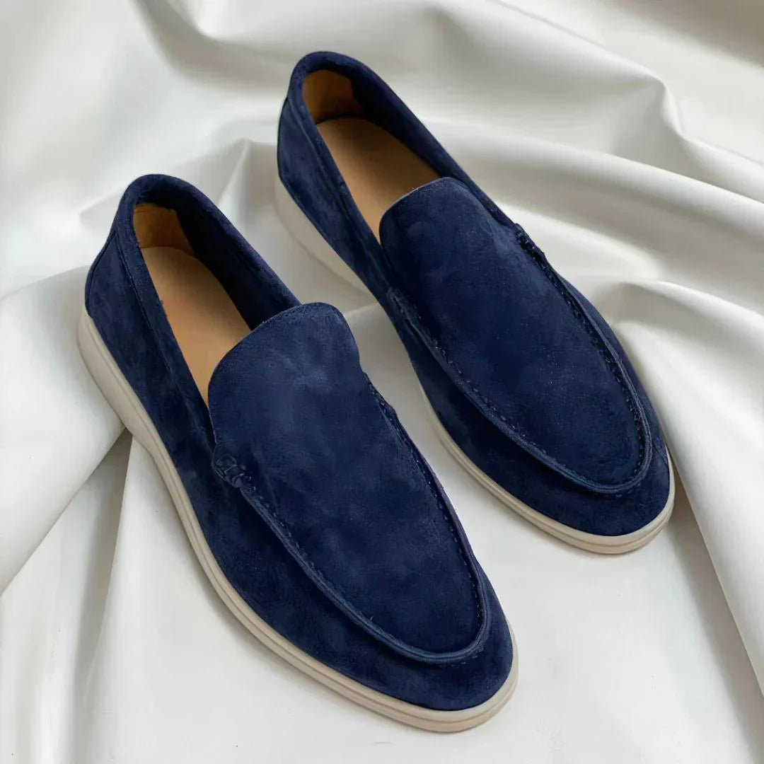 Suede Loafers with White Sole for Men