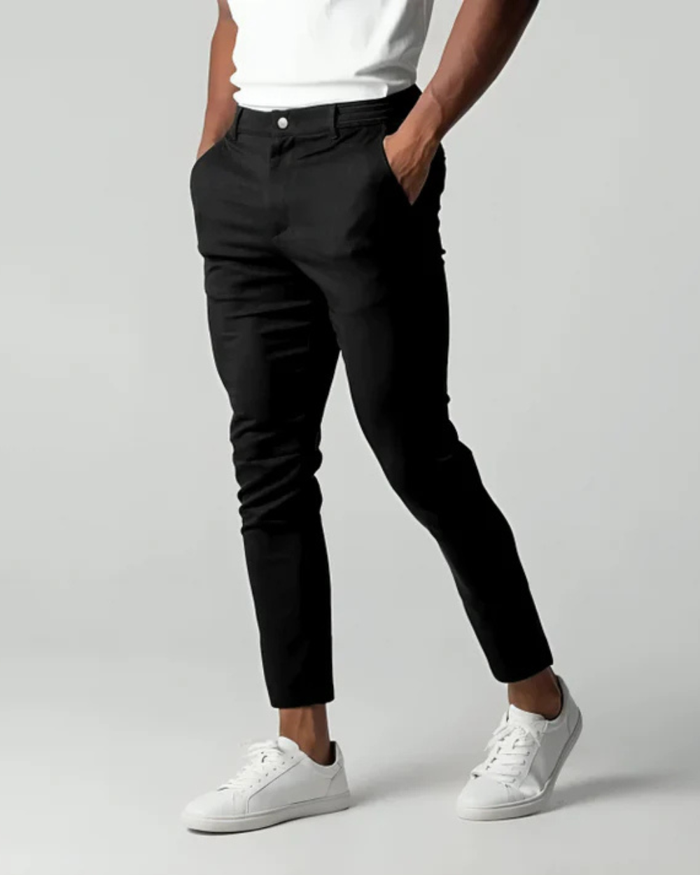 Straight Leg Stretch Chino Trousers for Men