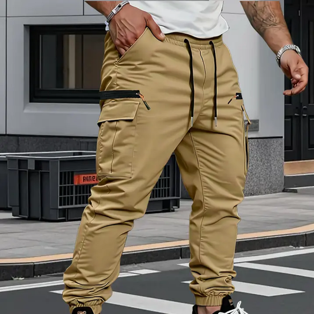 Cargo Jogger Trousers with Zip Pockets for Men