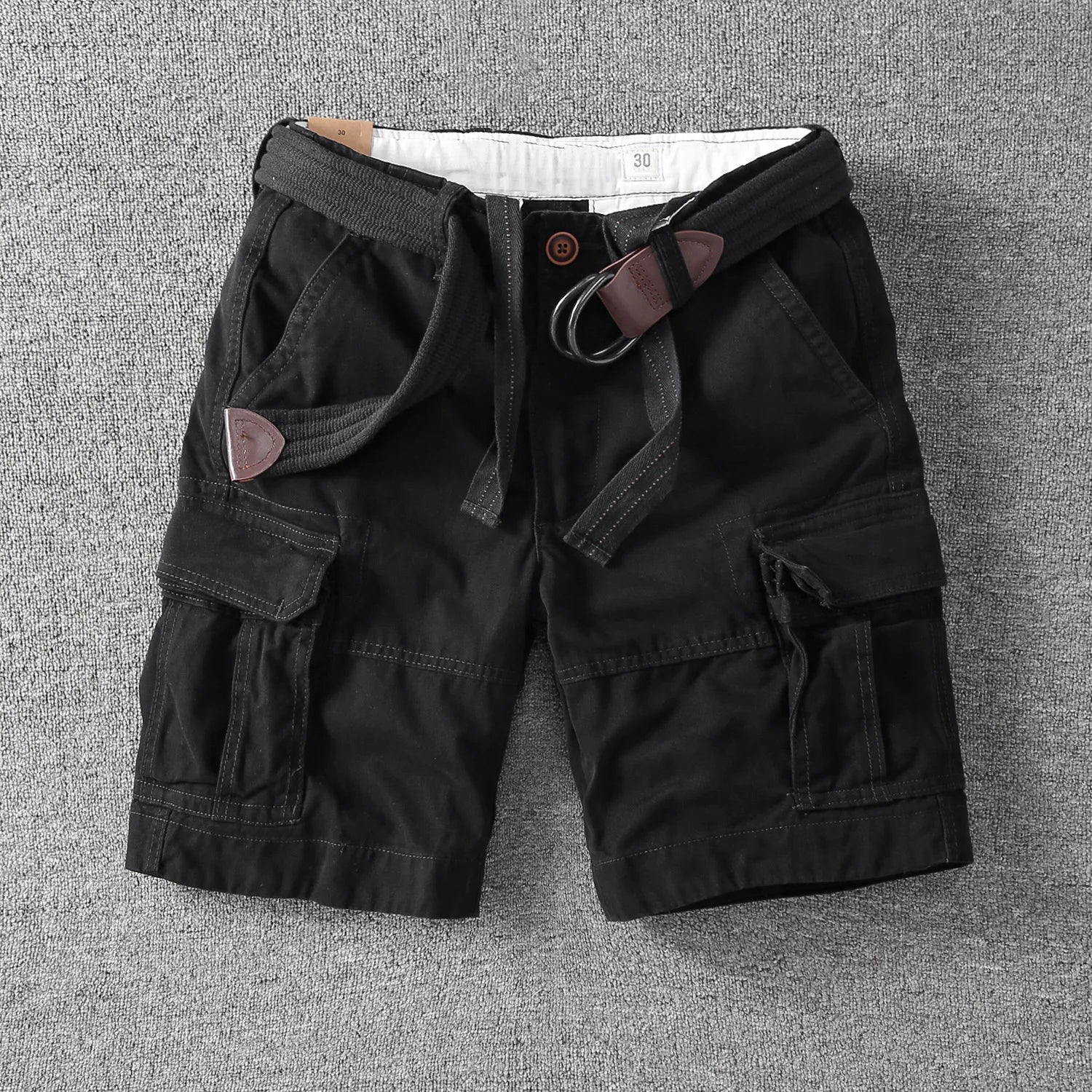 Cotton Cargo Shorts with Belt Loops for Men