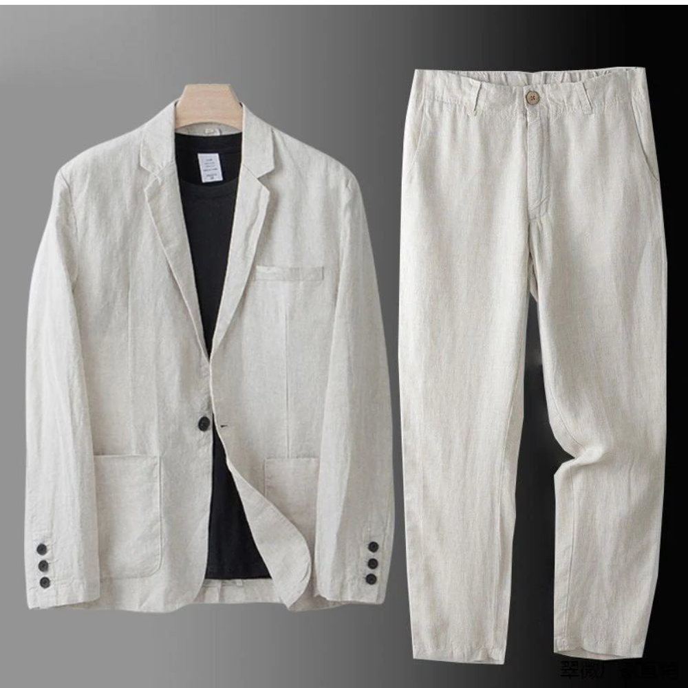 Linen Notch Lapel Suit Set for Men