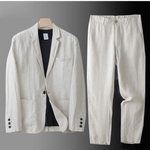Linen Notch Lapel Suit Set for Men