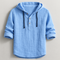 Linen Hooded Shirt with Button-Down Placket for Men