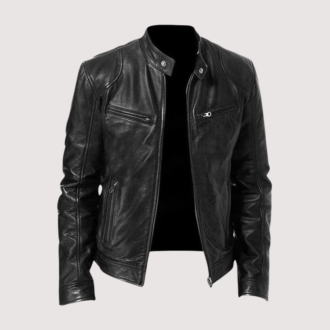 Zip-Up Leather Jacket for Men