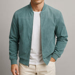 Suede Zip-Up Bomber Jacket for Men