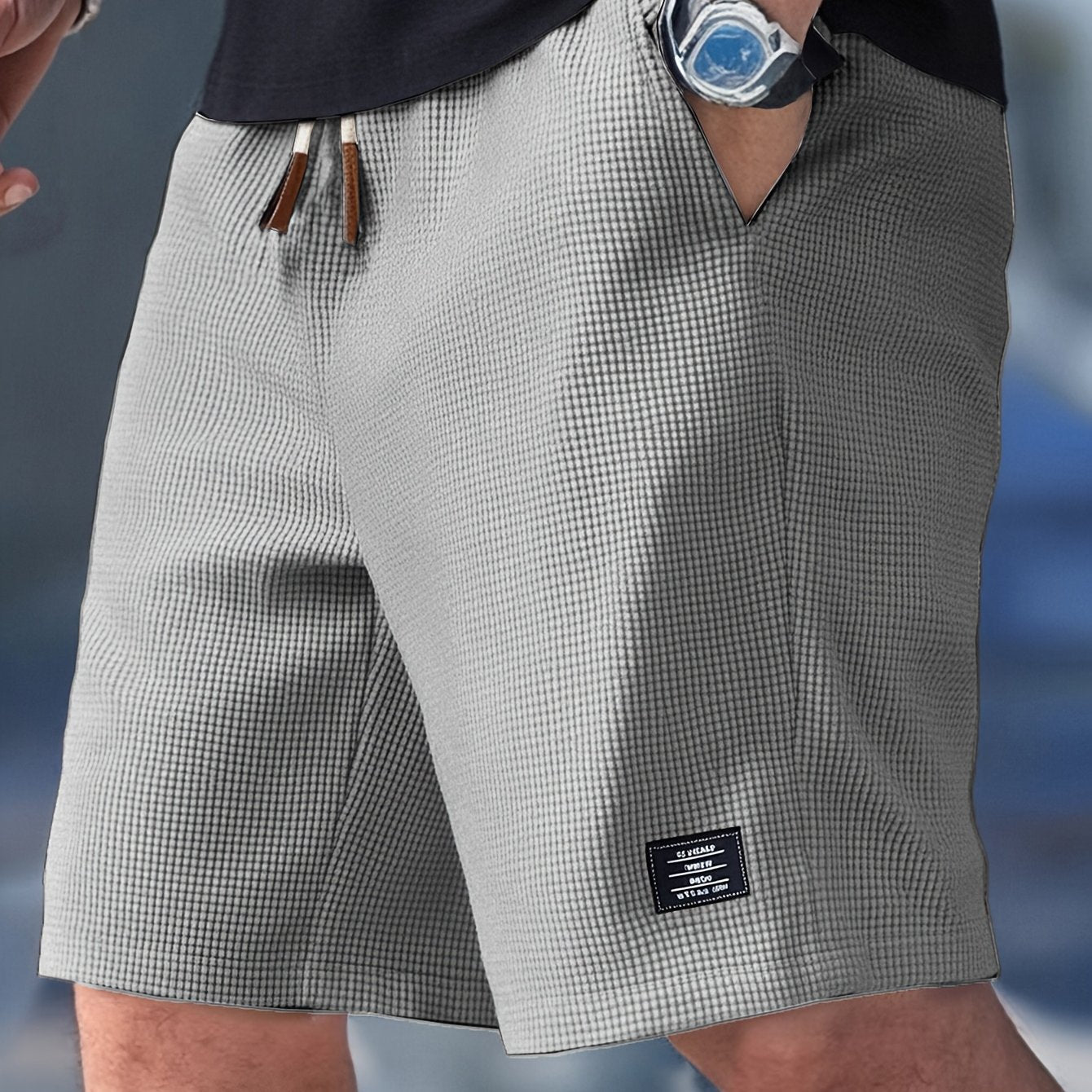Ribbed Knit Relaxed Fit Shorts for Men