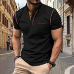 Short Sleeve Polo Shirt with Chest Pocket for Men