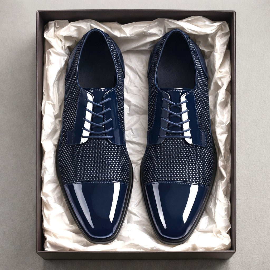 Patent Cap Toe Lace-Up Oxford for Men