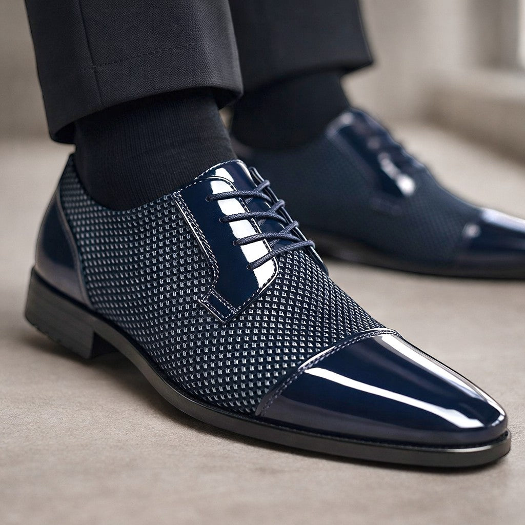 Patent Cap Toe Lace-Up Oxford for Men