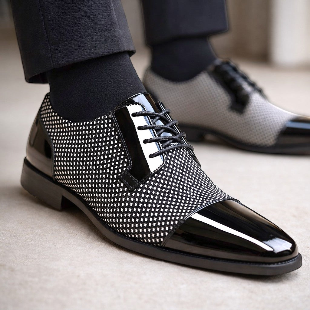 Patent Cap Toe Lace-Up Oxford for Men