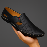 Perforated Leather Slip-On Loafers for Men
