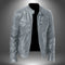 Leather Stand Collar Biker Jacket for Men