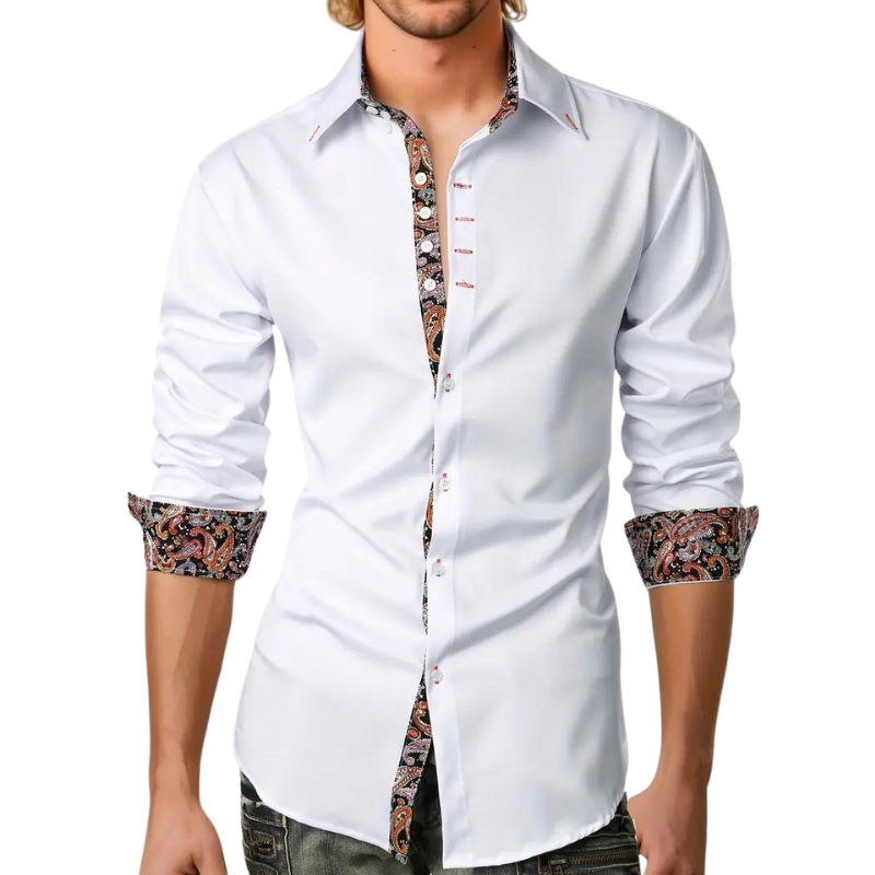 Slim Fit Paisley Button-Down Shirt for Men